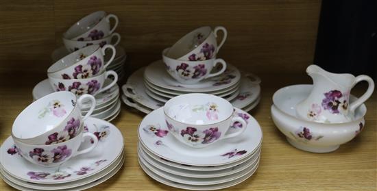 A Sevres pansy decorated tea set